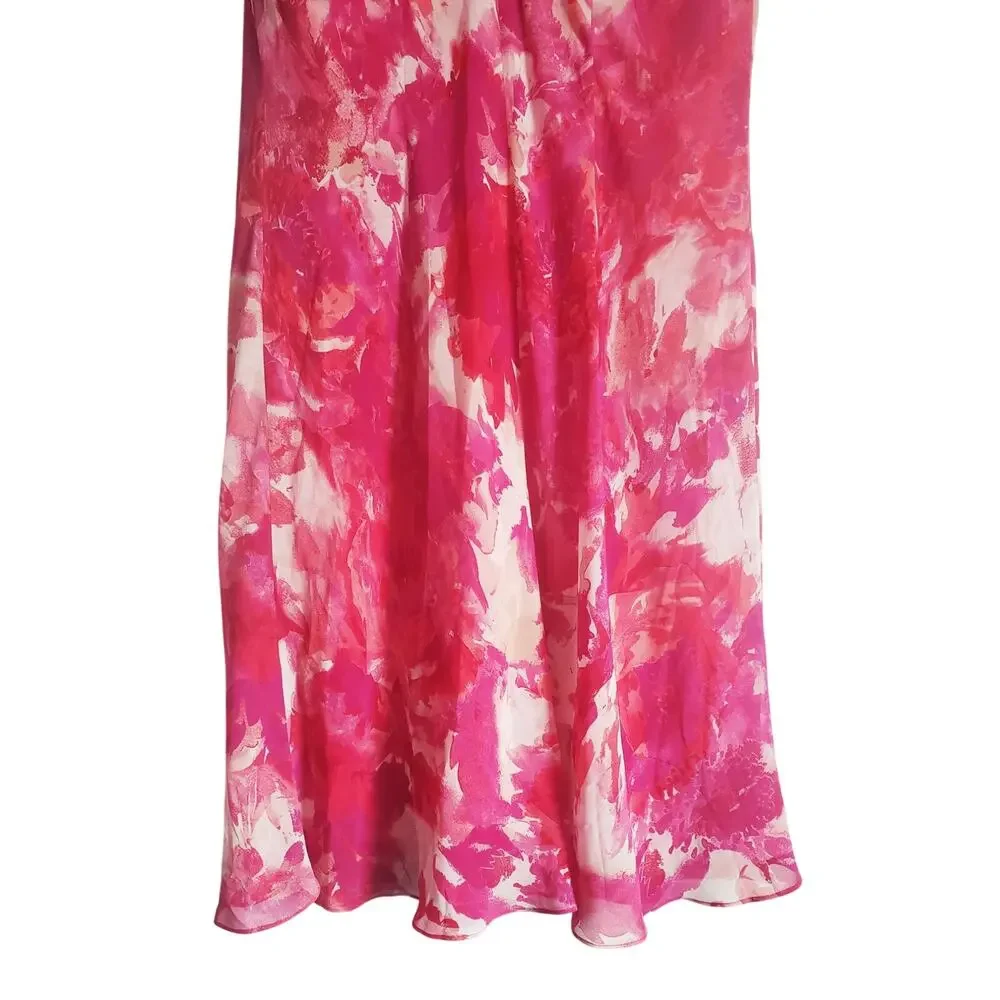 Jones New York Floral Print Cowlneck Midi Dress Pink Size 14W